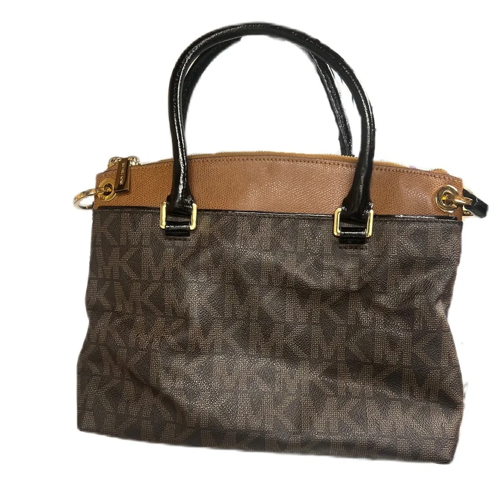 Michael Kors Logo Aubrey Brown and Black Women's Bag